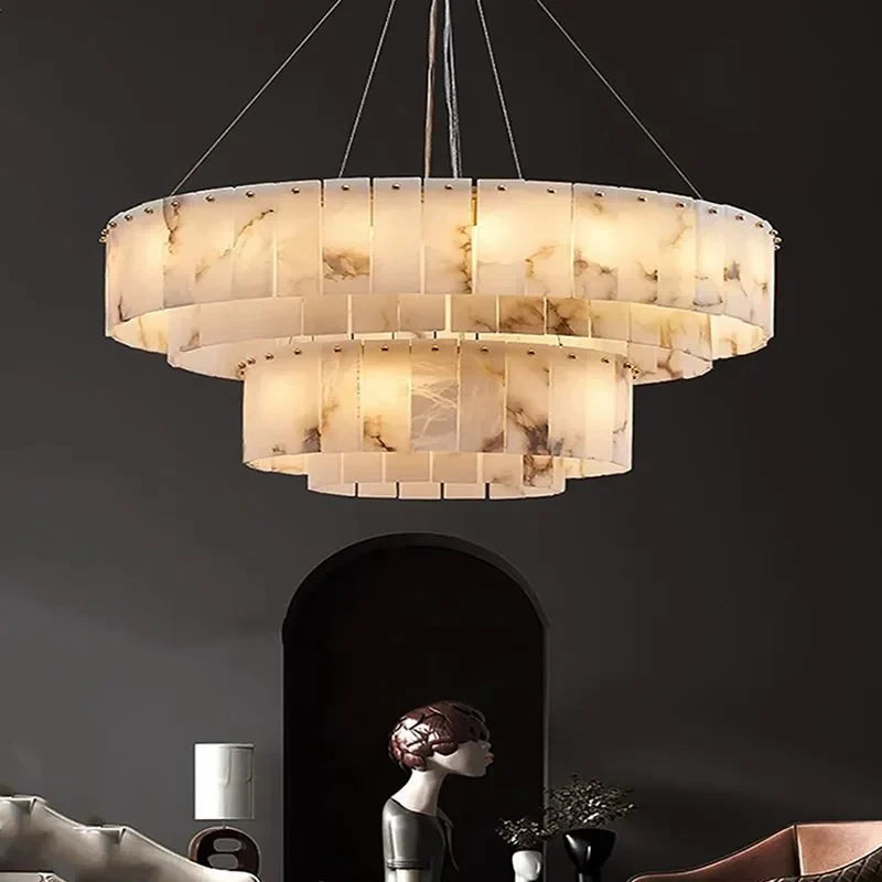 Frilo Round Slab Alabaster Chandelier 6