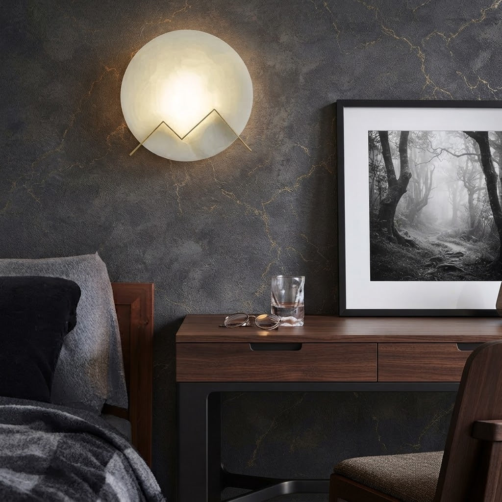 Vizo Spanish Alabaster Moon Wall Sconce - Lumovique
