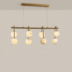 Nere Mid Century Alabaster Globe Linear Chandelier - Lumovique