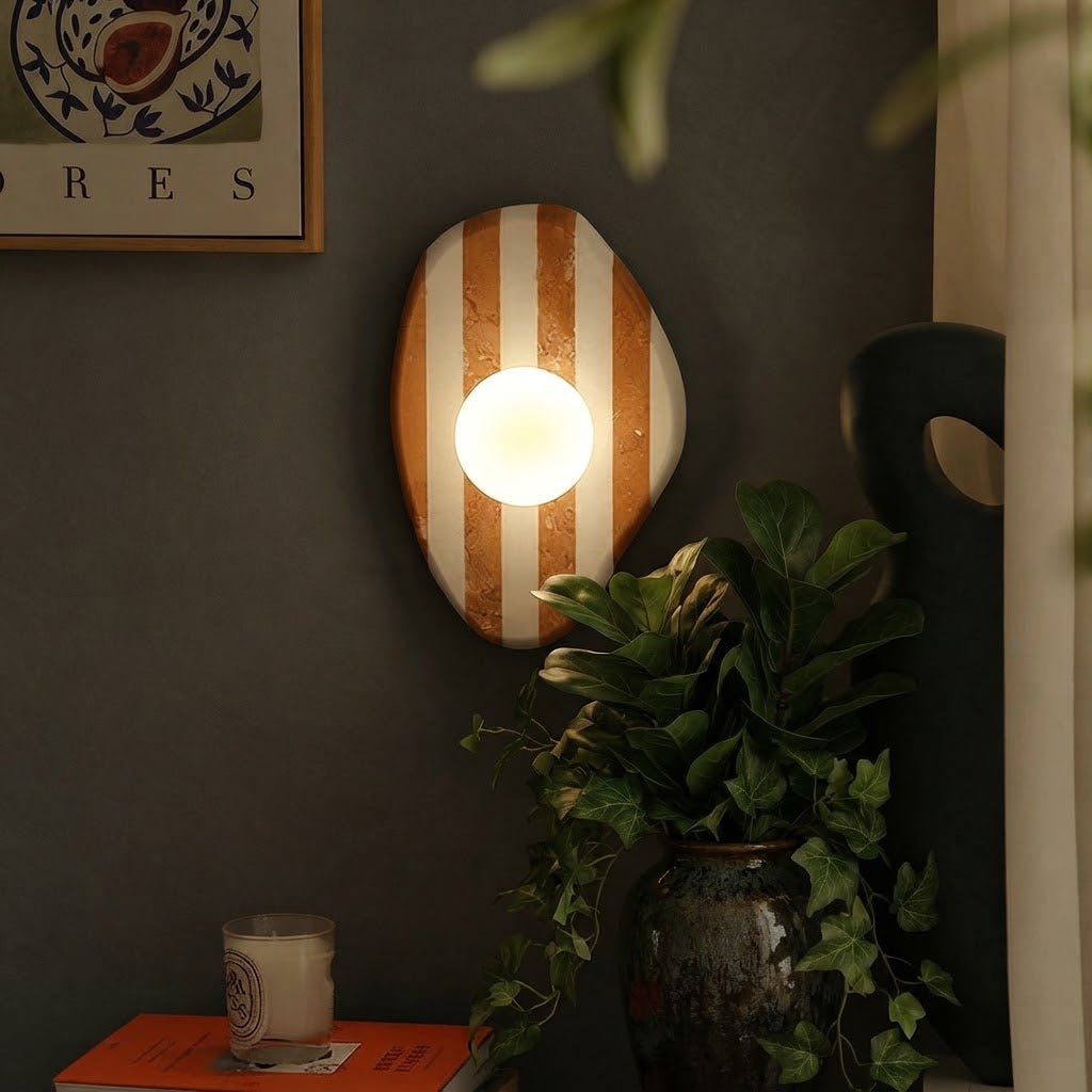 Nexa Retro Striped Marble Globe Wall Sconce - Lumovique