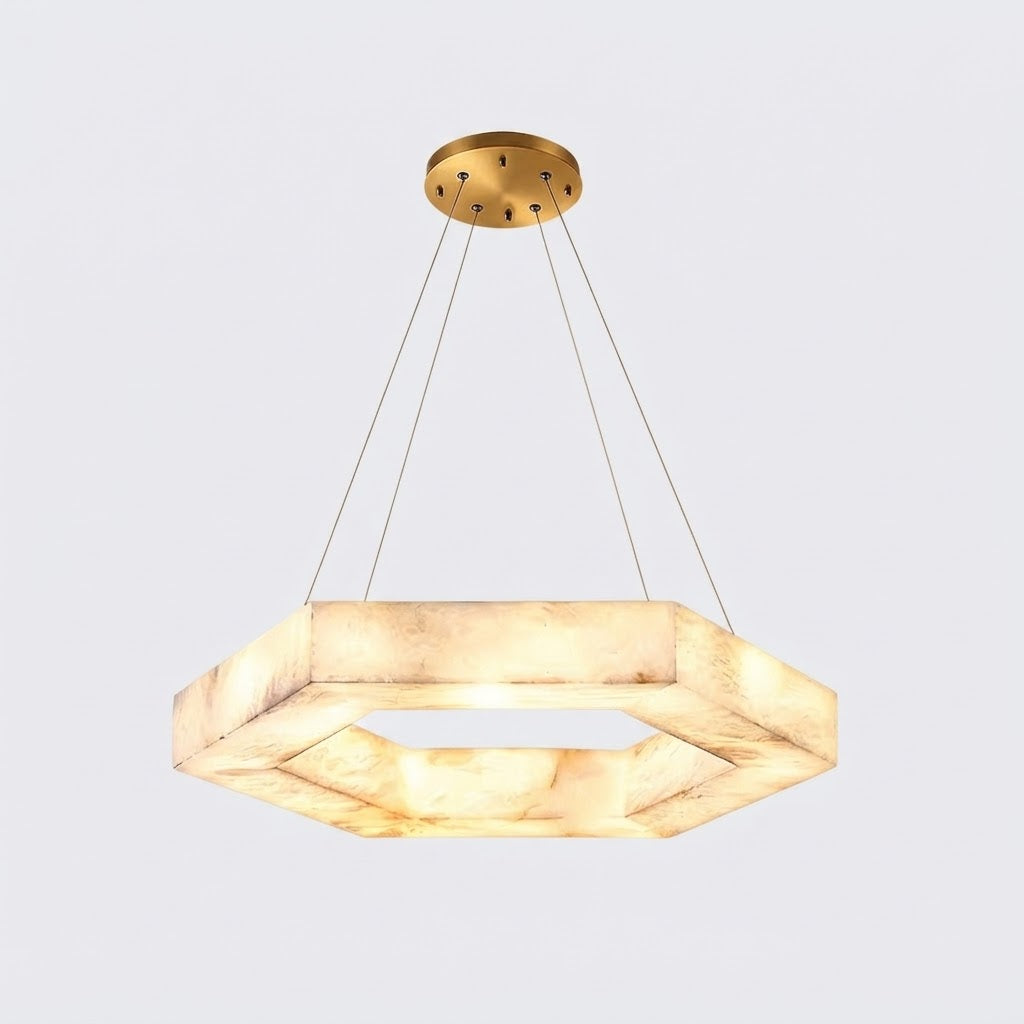 Dovi Art Deco Alabaster Hexagon Ring Chandelier - Lumovique