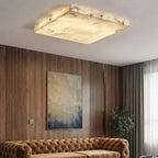 Azio Spanish Alabaster Square Flush Mount Ceiling Light - Lumovique