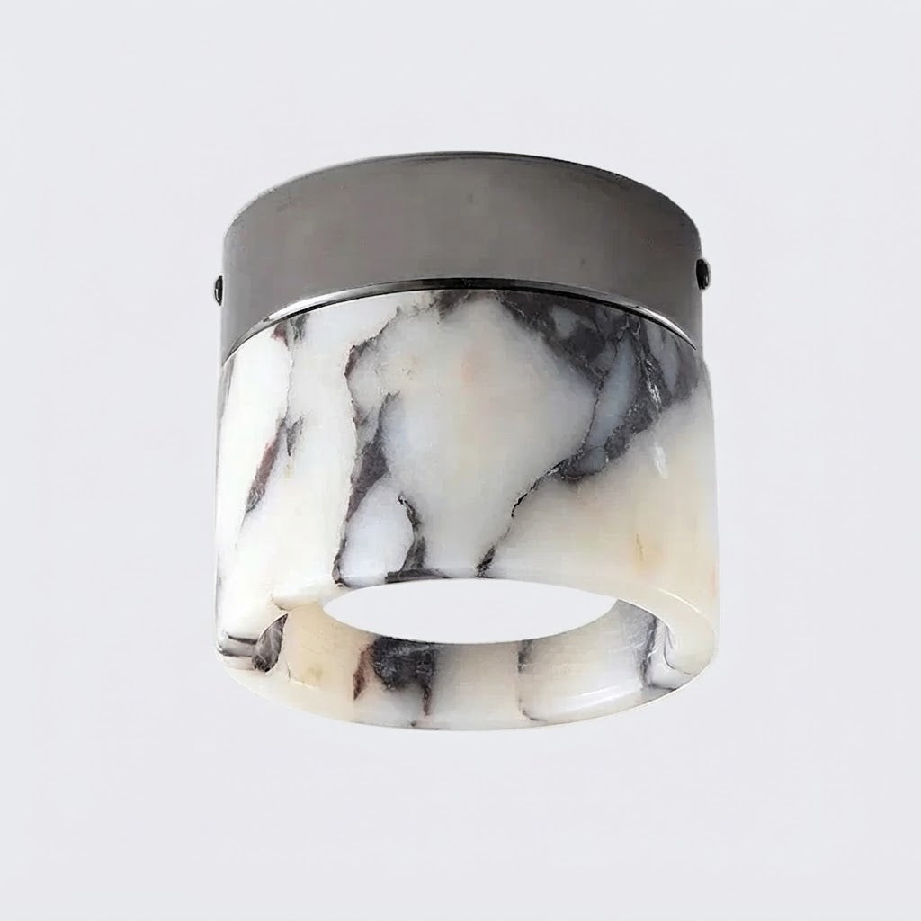 Nuvi Japandi Marble Drum Flush Mount Ceiling Light - Lumovique