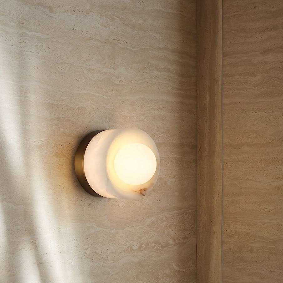 Rivi Italian Alabaster Glass Globe Wall Sconce - Lumovique