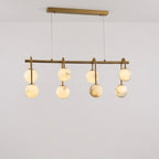 Nere Mid Century Alabaster Globe Linear Chandelier - Lumovique