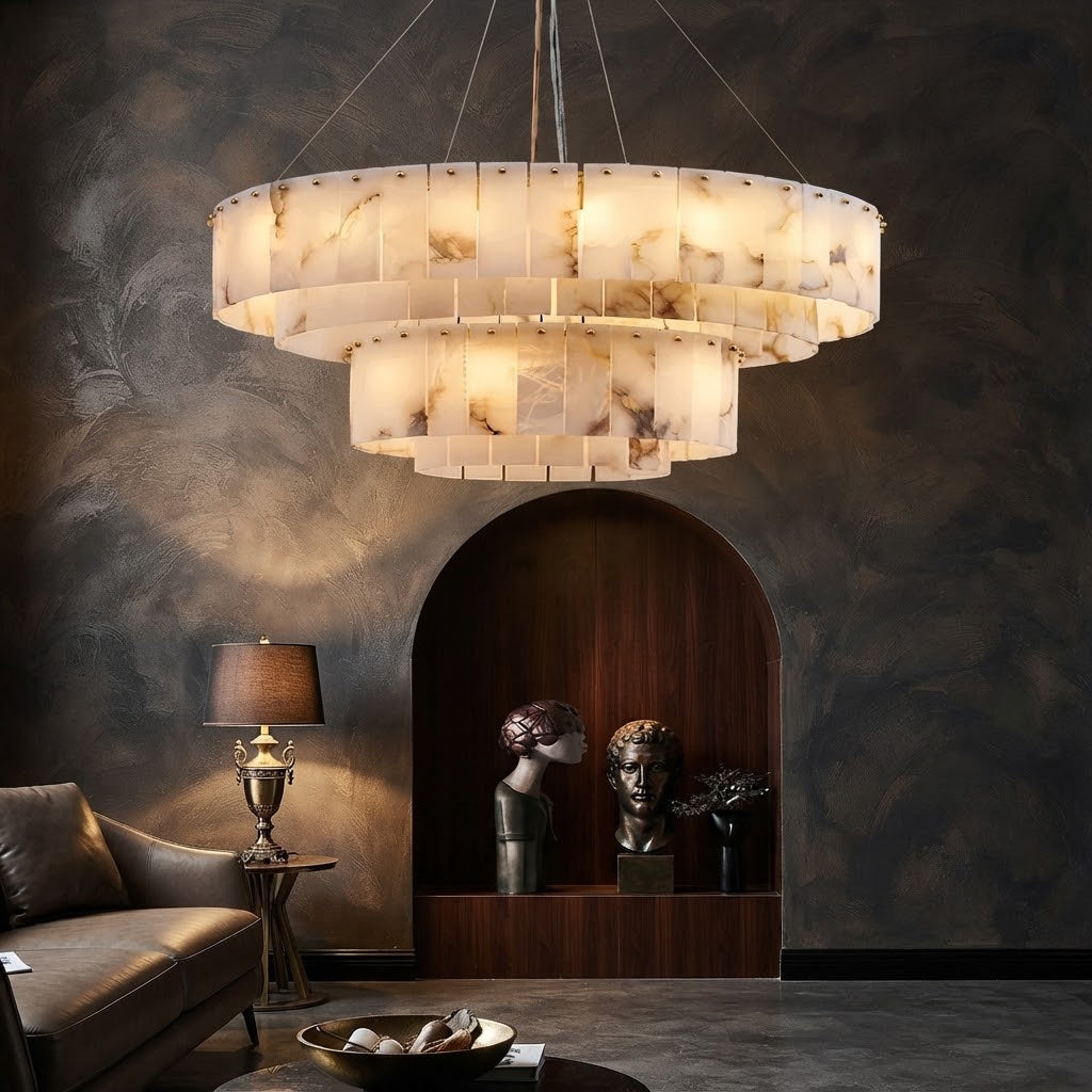 Dely Spanish Alabaster Drum Chandelier - Lumovique