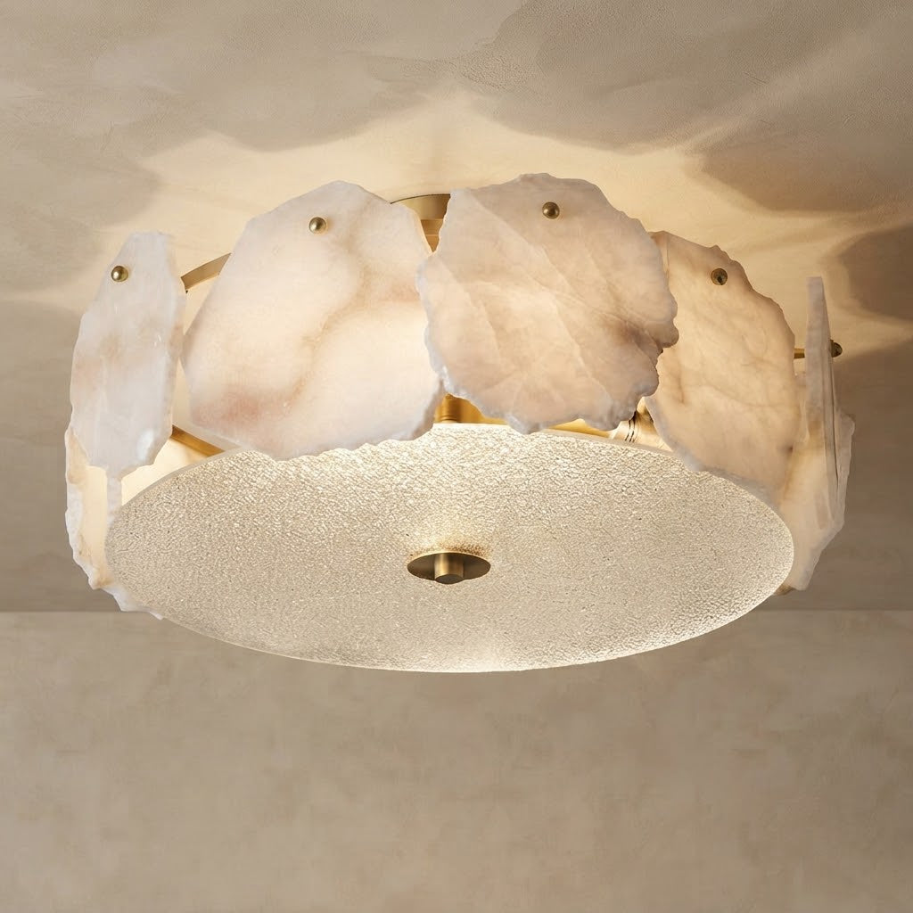 Azel Spanish Alabaster Flush Mount Ceiling Light - Lumovique
