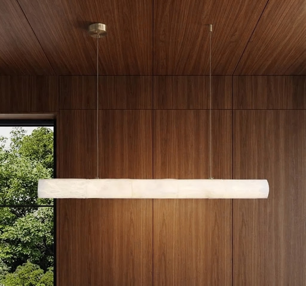 Davu Minimalist Alabaster Tube Linear Chandelier - Lumovique