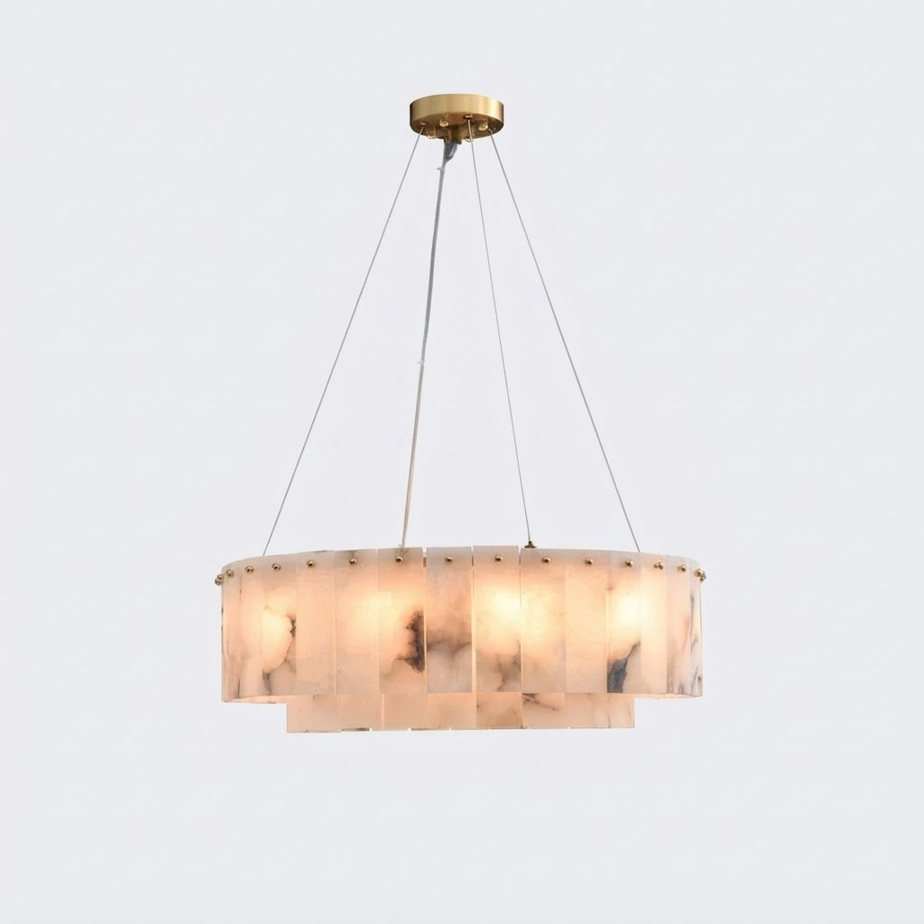 Dely Spanish Alabaster Drum Chandelier - Lumovique