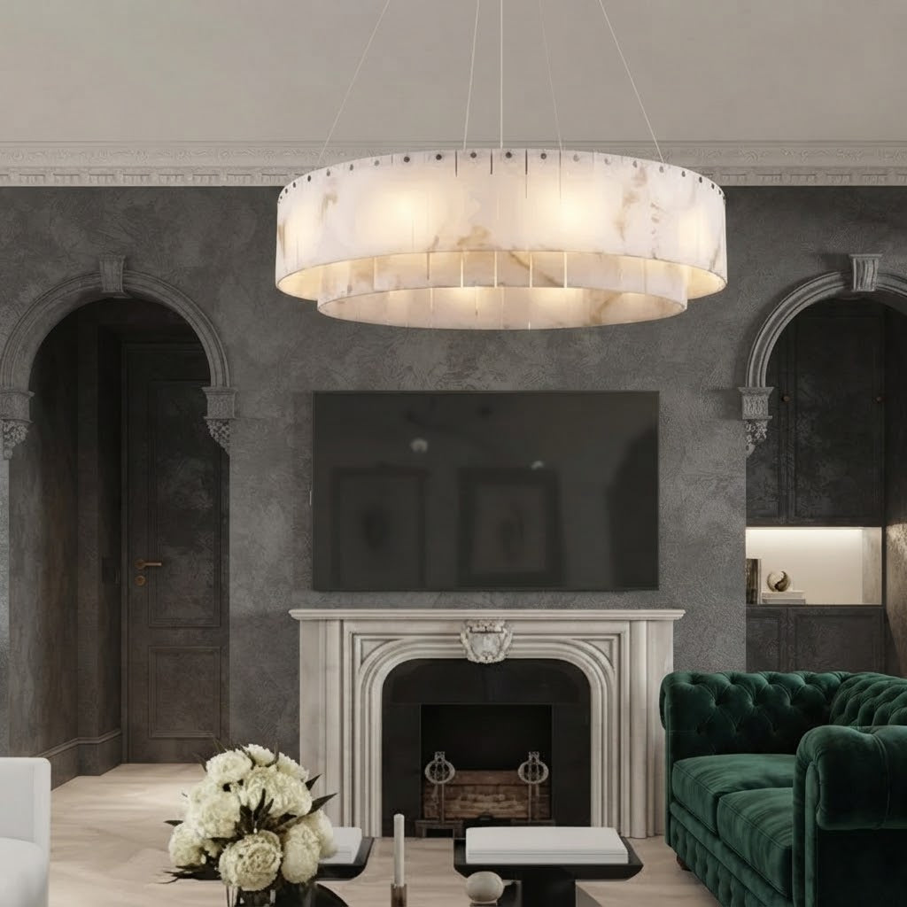 Dely Spanish Alabaster Drum Chandelier - Lumovique
