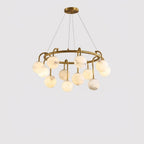 Cazen Mid Century Alabaster Globe Ring Chandelier - Lumovique