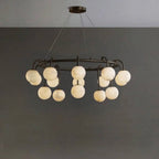 Cazen Mid Century Alabaster Globe Ring Chandelier - Lumovique