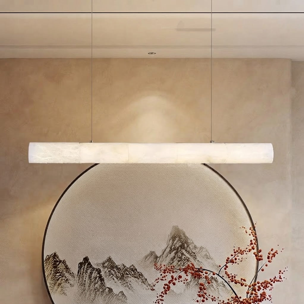 Davu Minimalist Alabaster Tube Linear Chandelier - Lumovique