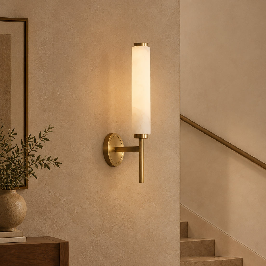 Jorva Spanish Alabaster Tube Wall Sconce - Lumovique