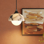 Zive Mid Century Marble Dome Glass Globe Pendant Light - Lumovique