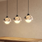 Zive Mid Century Marble Dome Glass Globe Pendant Light - Lumovique