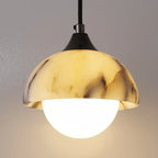 Zive Mid Century Marble Dome Glass Globe Pendant Light - Lumovique
