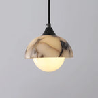 Zive Mid Century Marble Dome Glass Globe Pendant Light - Lumovique