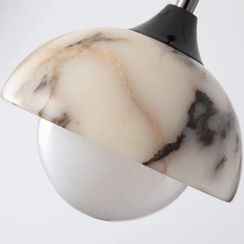 Zive Mid Century Marble Dome Glass Globe Pendant Light - Lumovique