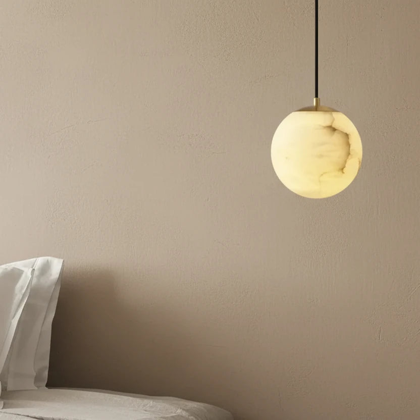 Lyne Mid Century Alabaster Globe Mini Pendant Light - Lumovique