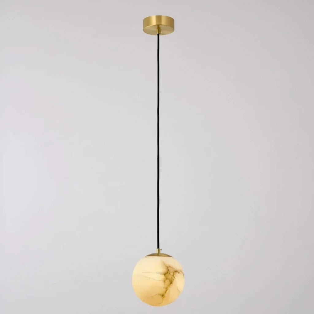 Lyne Mid Century Alabaster Globe Mini Pendant Light - Lumovique