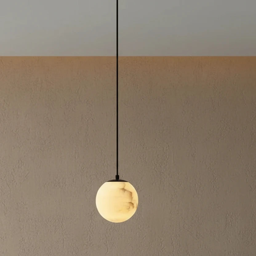 Lyne Mid Century Alabaster Globe Mini Pendant Light - Lumovique