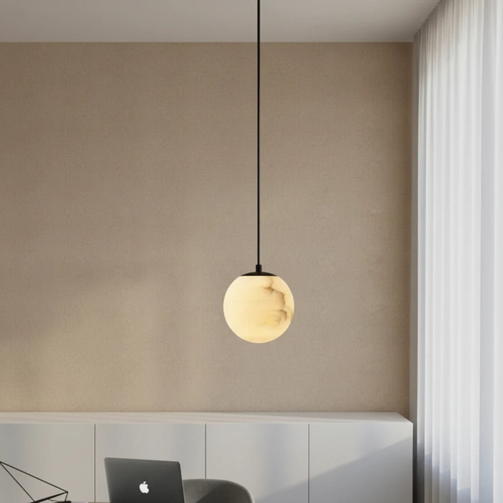Lyne Mid Century Alabaster Globe Mini Pendant Light - Lumovique