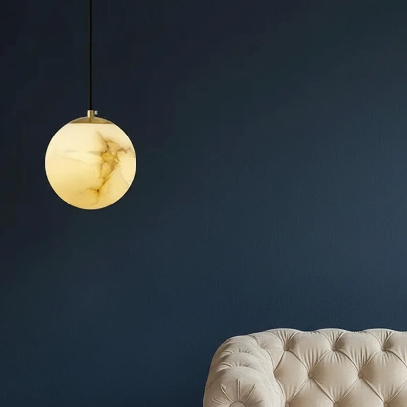 Lyne Mid Century Alabaster Globe Mini Pendant Light - Lumovique