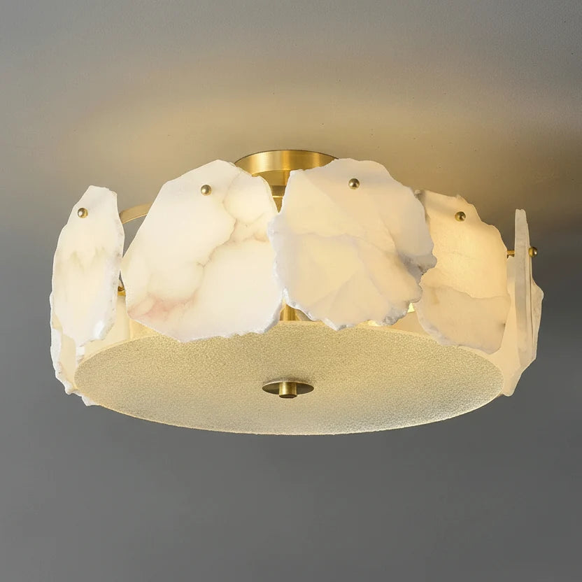 Azel Spanish Alabaster Flush Mount Ceiling Light - Lumovique