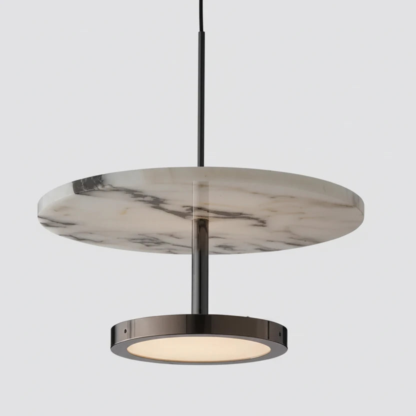 Aryn Minimalist Marble Disc LED Pendant Light - Lumovique