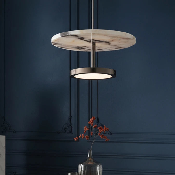 Aryn Minimalist Marble Disc LED Pendant Light - Lumovique