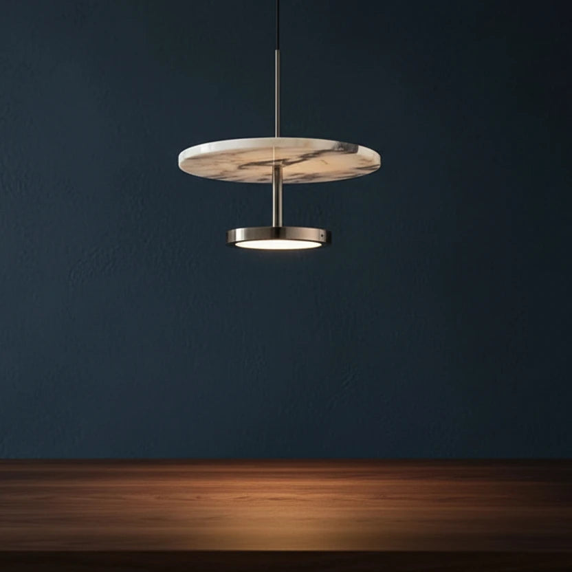 Aryn Minimalist Marble Disc LED Pendant Light - Lumovique