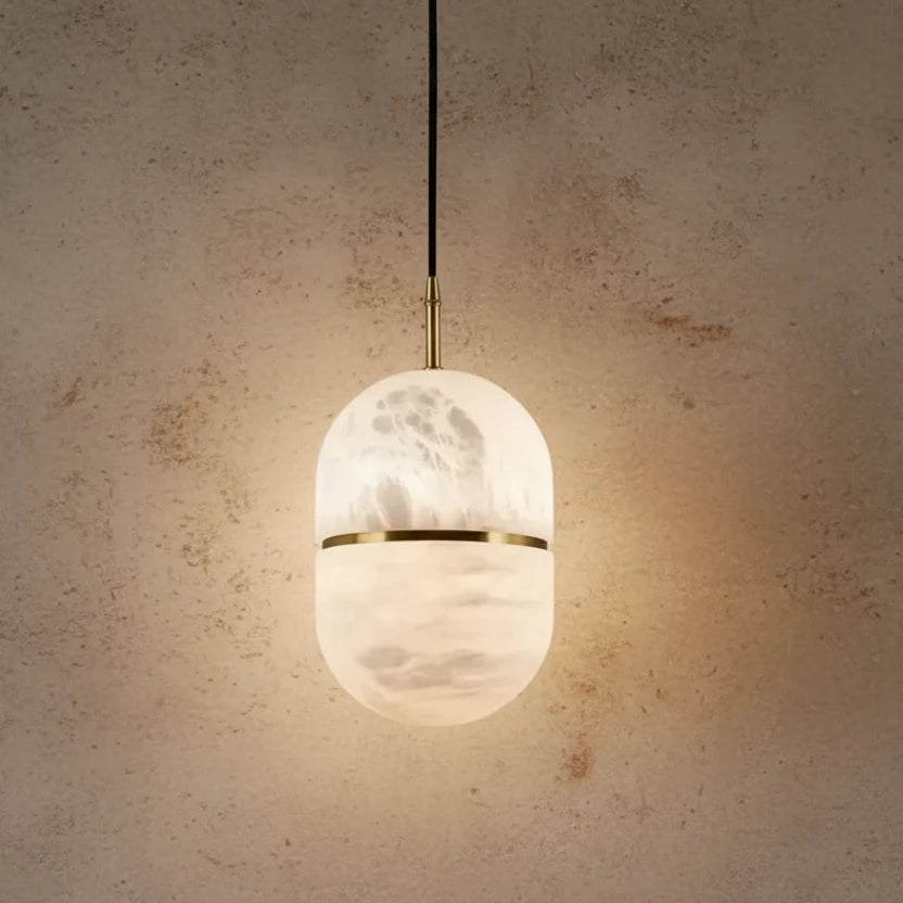 Nesi Mid Century Alabaster Capsule Pendant Light - Lumovique
