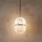 Nesi Mid Century Alabaster Capsule Pendant Light - Lumovique