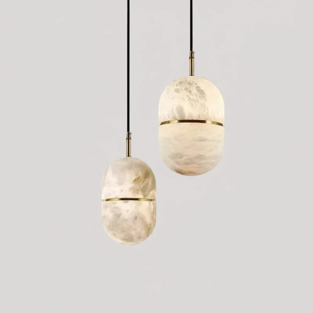 Nesi Mid Century Alabaster Capsule Pendant Light - Lumovique
