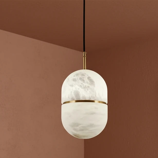 Nesi Mid Century Alabaster Capsule Pendant Light - Lumovique