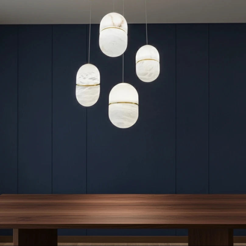Nesi Mid Century Alabaster Capsule Pendant Light - Lumovique