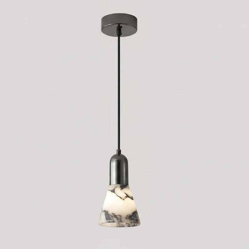 Aven Mid Century Marble Cone Pendant Light