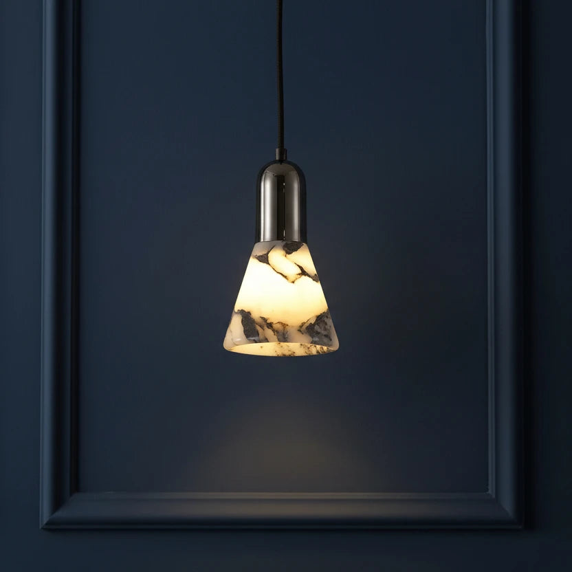 Aven Mid Century Marble Cone Pendant Light - Lumovique