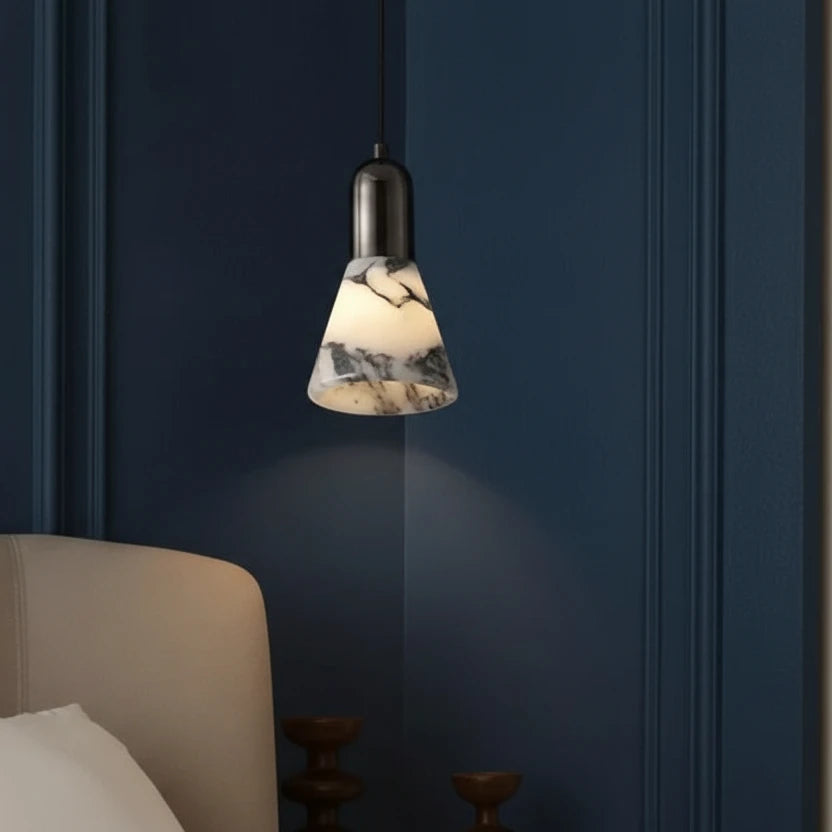 Aven Mid Century Marble Cone Pendant Light - Lumovique