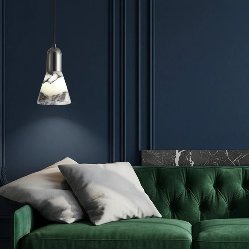 Aven Mid Century Marble Cone Pendant Light - Lumovique