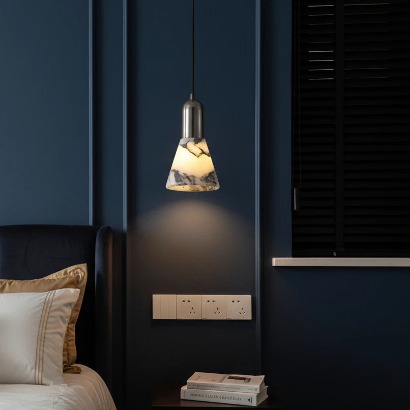 Aven Mid Century Marble Cone Pendant Light - Lumovique