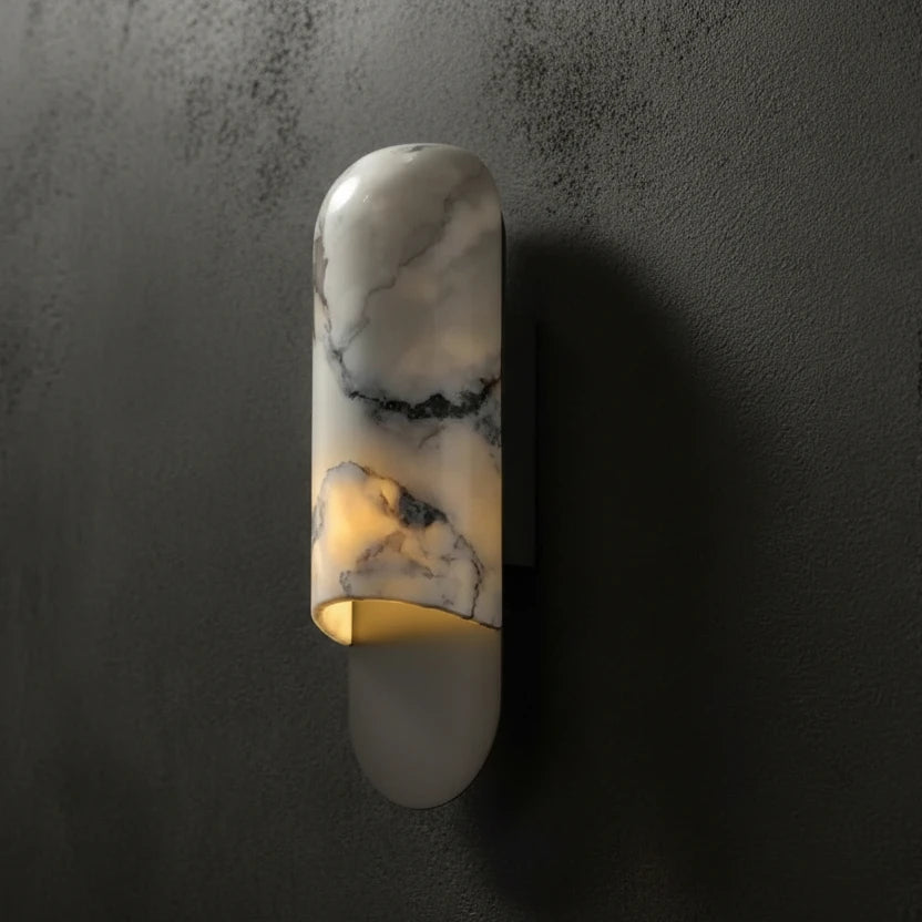 Dero Minimalist Marble Capsule Wall Sconce - Lumovique