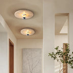 Felu Japandi Travertine Wood Semi Flush Mount Ceiling Light - Lumovique