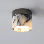 Nuvi Japandi Marble Drum Flush Mount Ceiling Light - Lumovique
