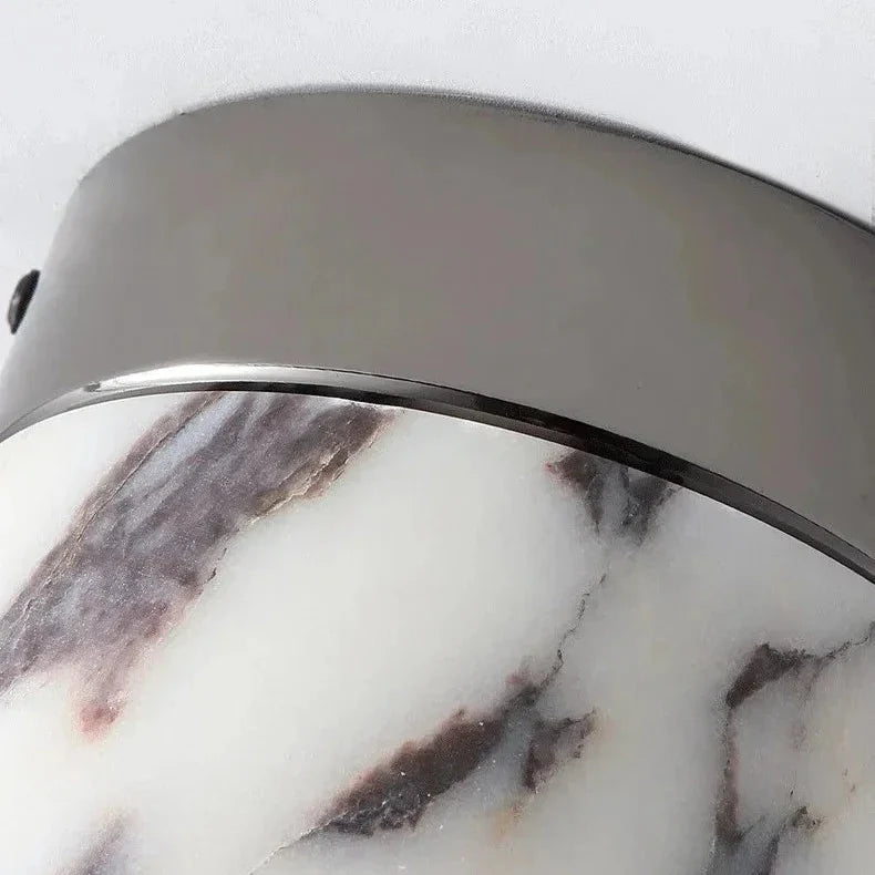 Nuvi Japandi Marble Drum Flush Mount Ceiling Light - Lumovique