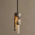 Rive Japandi Marble Glass Cylinder Pendant Light - Lumovique