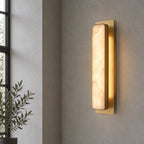 Sisa Minimalist Alabaster Rectangular Wall Sconce - Lumovique