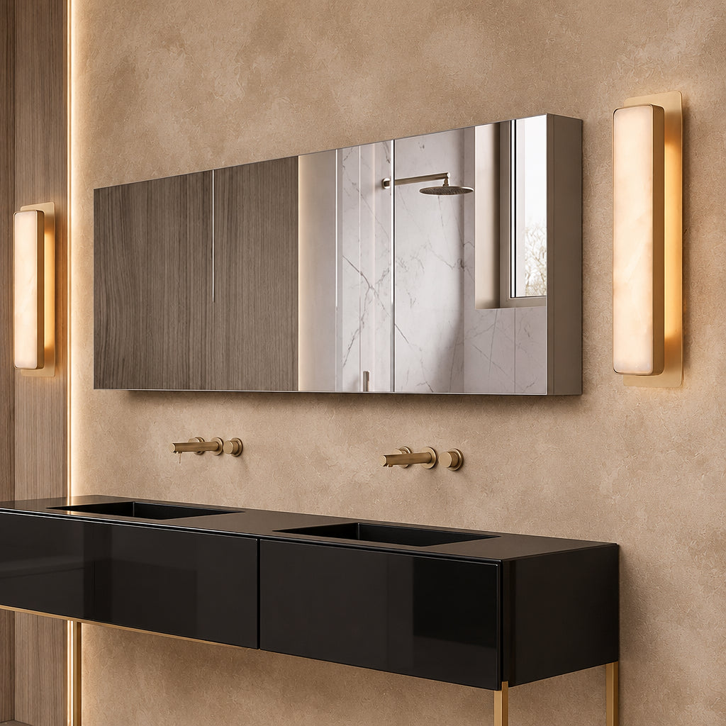 Sisa Minimalist Alabaster Rectangular Wall Sconce - Lumovique