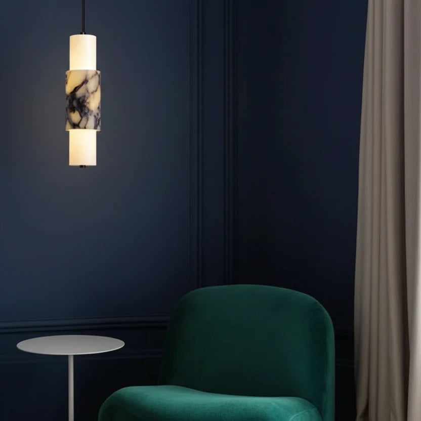 Zorv Minimalist Marble Tube Pendant Light - Lumovique